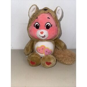 Care Bears Love A Lot Bear Heart Squirrel Hoodie Plush Stuffed Animal Toy 11"EUC